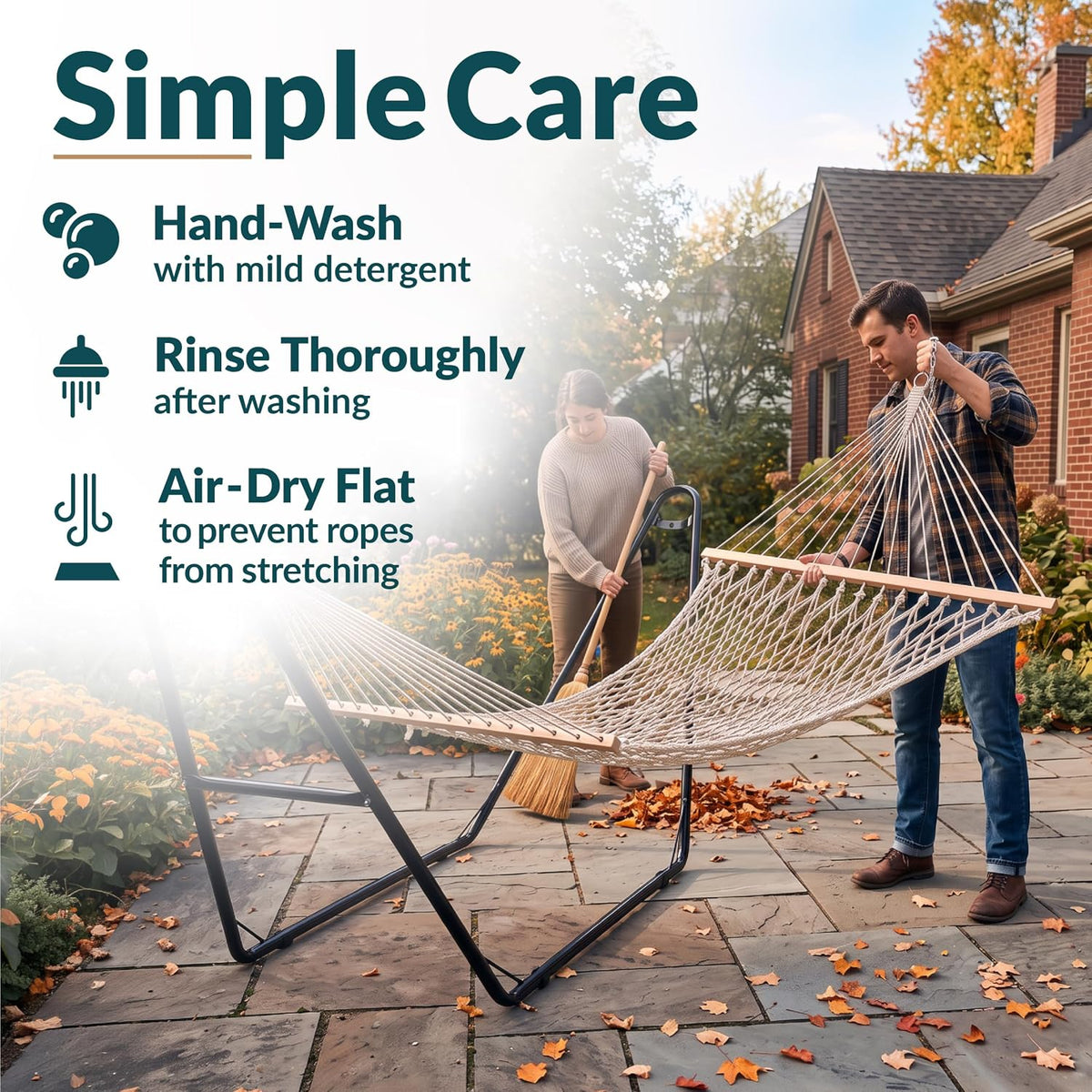 Sunnydaze Double Cotton Rope Hammock for Outside, Backyard, Patio, Natural