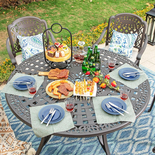 Sophia & William 2.2" Round Patio Dining Table Aluminum Umbrella Hole