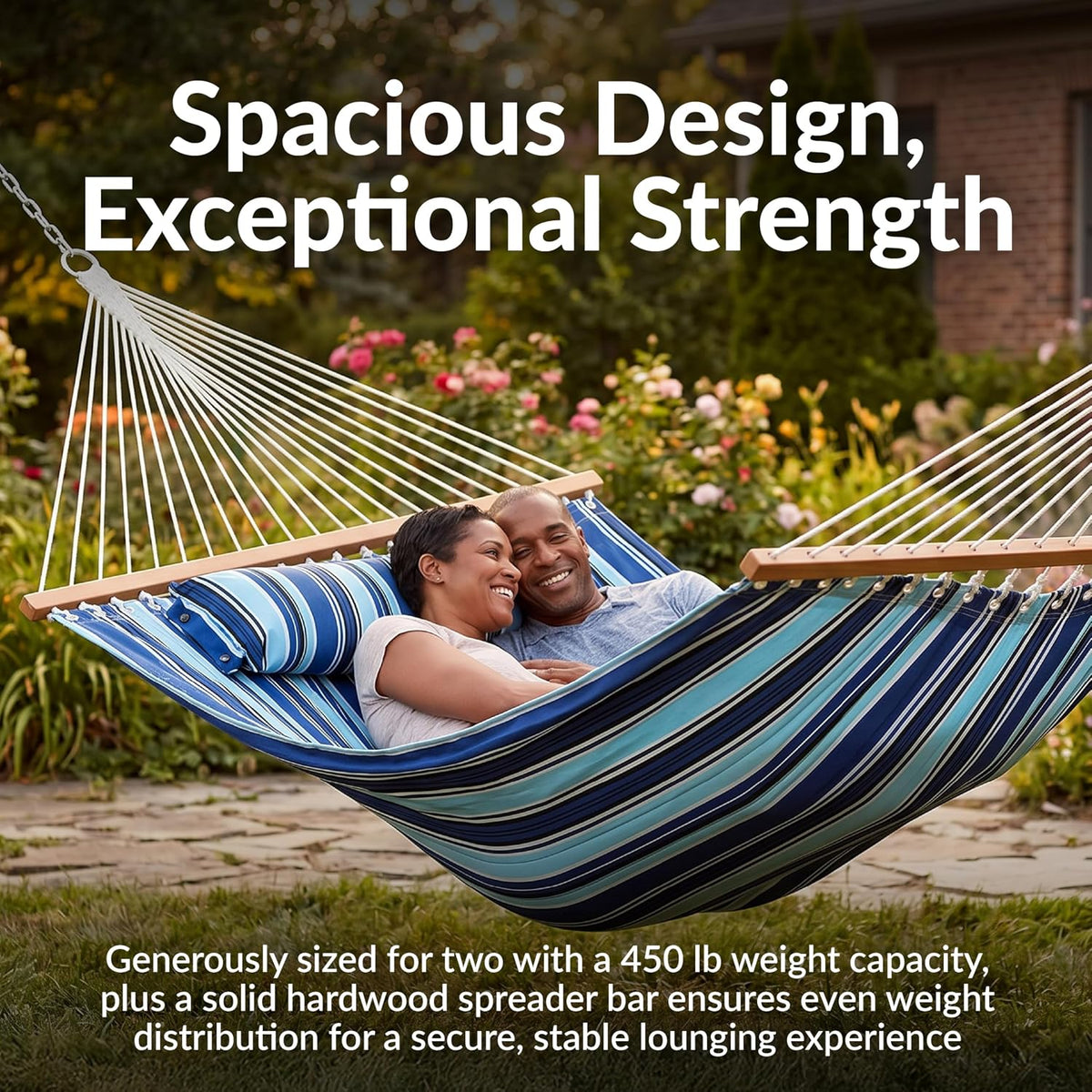 Sunnydaze Quilted Double Hammock for Outside with Pillow, Catalina Beach