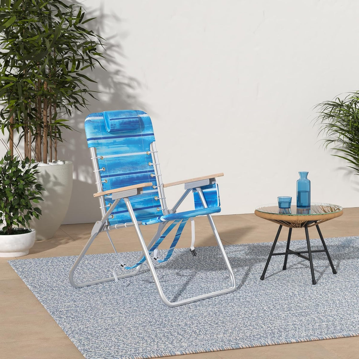 RIO Gear 4-Position Hi-Boy Backpack Beach Chair -Aluminum, Stripe