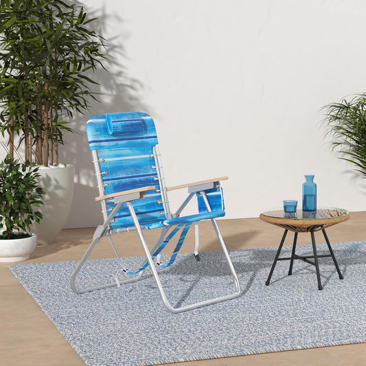 RIO Gear 4-Position Hi-Boy Backpack Beach Chair -Aluminum, Stripe