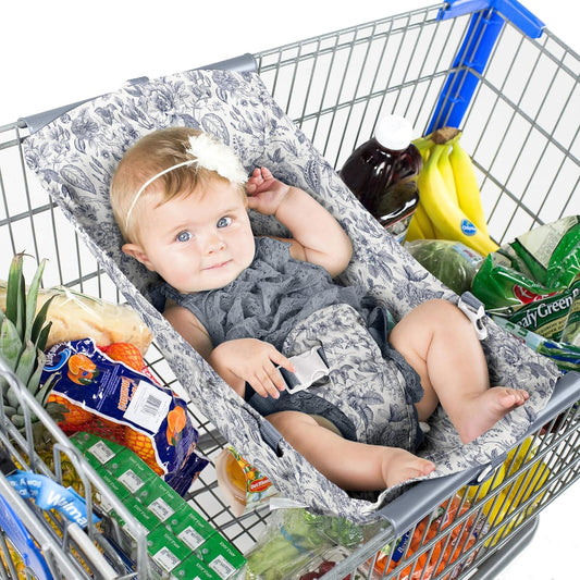 Baby Shopping Cart Hammock – Infant Seat for Grocery Carts – Fits Most Infant Car Seats – Fits Standard Shopping Carts & Select Stroller Wagons (20–24" Wide) – Supports Up to 50 lbs – Heritage Blue