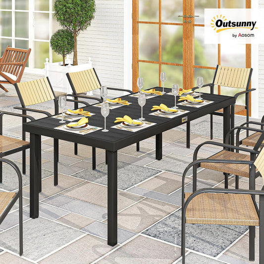 Outsunny 75" x 35" Outdoor Dining Table for 8 People Rectangular Black