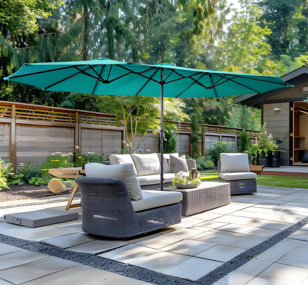 15ft Large Outdoor Patio Umbrella with Base Included