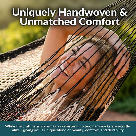 Sunnydaze Mayan XXL Double Heavy-Duty Hammock, Black/Natural