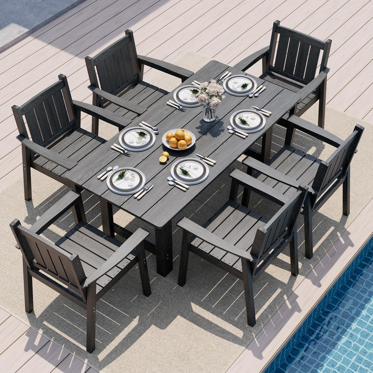 Pamapic Patio Dining Table Set, 5-Piece Outdoor Dining Set for 4, Grey
