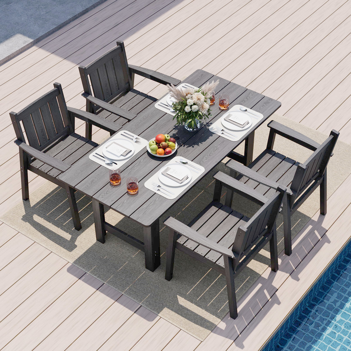 Pamapic Patio Dining Table Set, 5-Piece Outdoor Dining Set for 4, Grey
