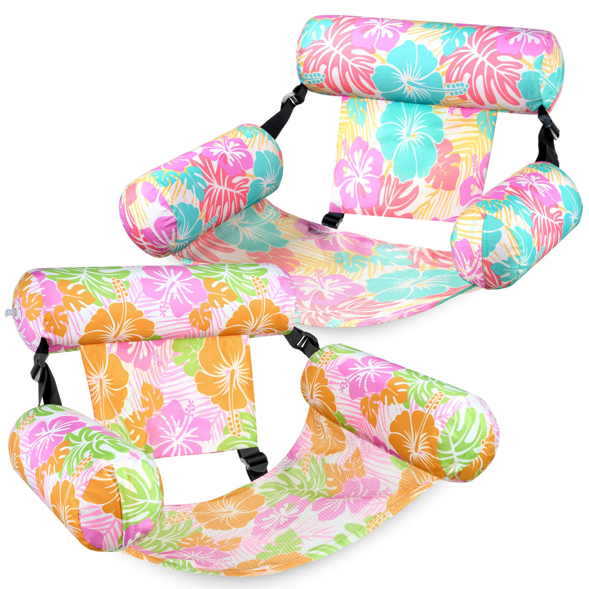 SLOOSH Inflatable Pool Floats Adult,2 Packs Floating Lounge Chairs,Blow up Pool Noodles for Adult Heavy Duty,Floating Chair for Party Summer Water Beach Lake Fun