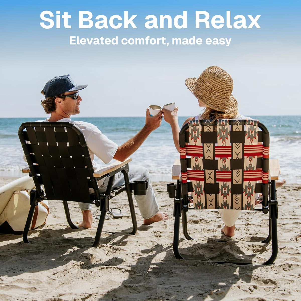 GoSports WOVN Beach Backpack Chair - 9 Styles Available - Premium Folding Camping Chair