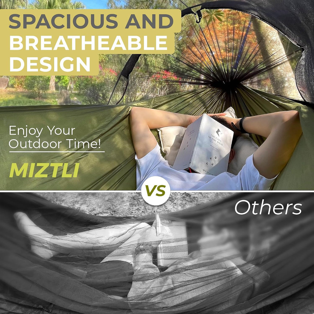 Miztli Camping Hammock Portable Tent-Like Hammock with Net 1/2 Person