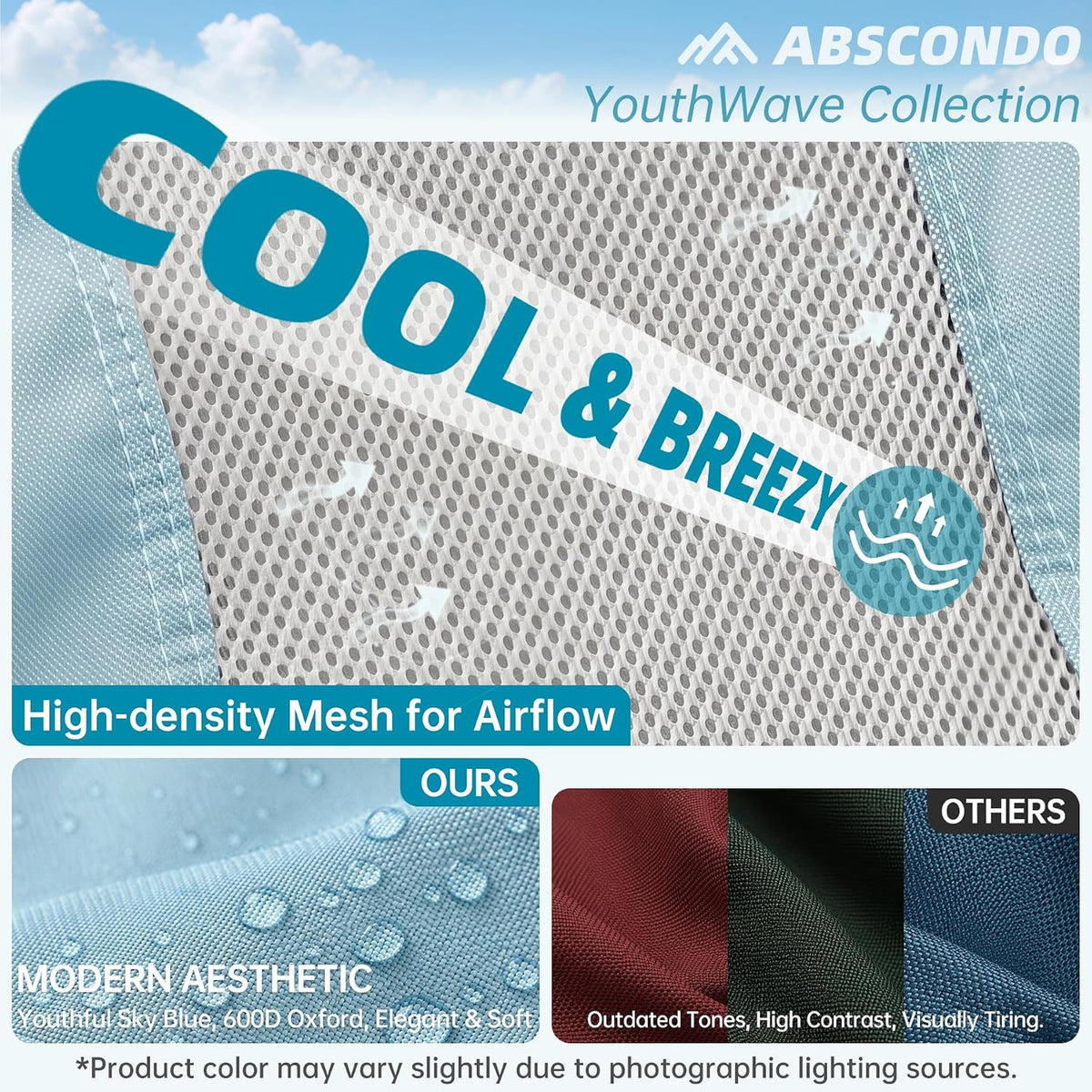 ABSCONDO Portable Low Beach Chairs for Adults, Sky Light Blue, 2 Pack