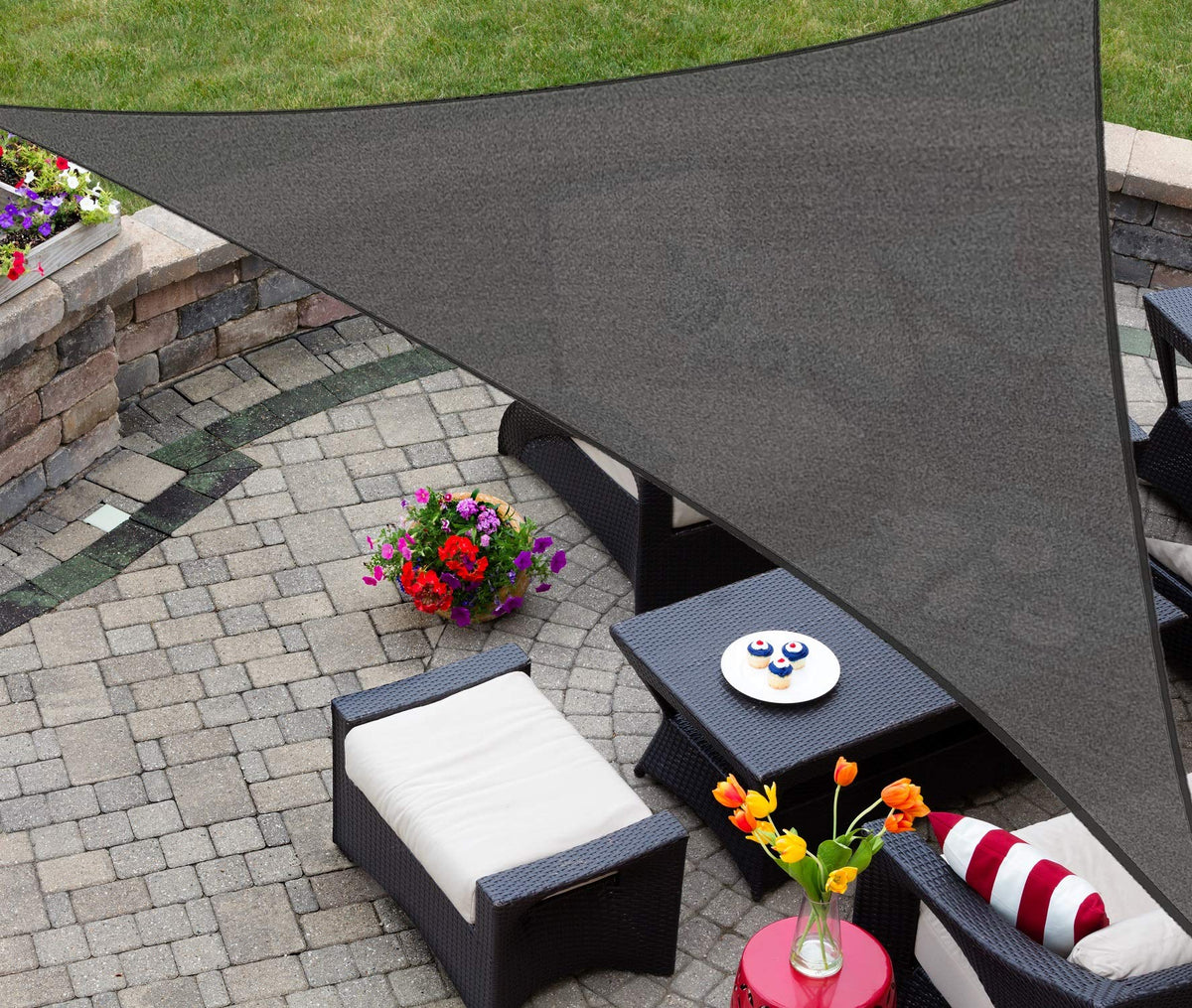 AsterOutdoor Sun Shade Sail Rectangle 16' x 20' UV Block Canopy for Patio Backyard Lawn Garden Outdoor Activities, Cream