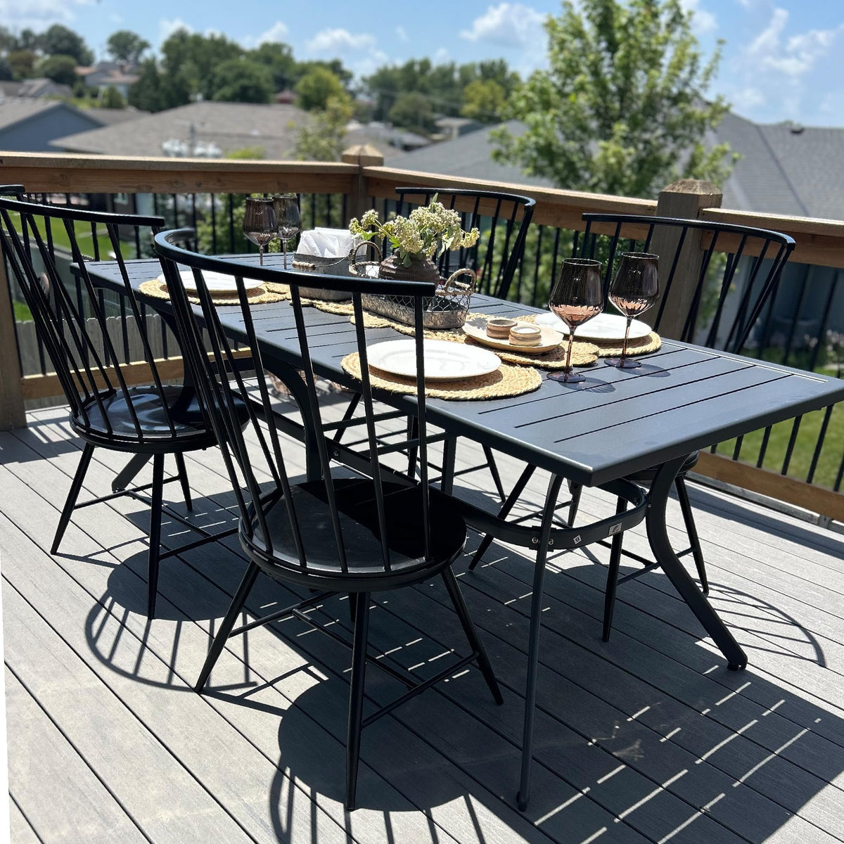 PURPLE LEAF Patio Dining Table for 10, All Aluminum Frame Height Adjustable