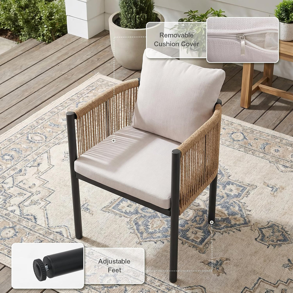 SUNSITT 9 Piece Outdoor Patio Dining Set w/Cushioned Woven Rattan Chairs