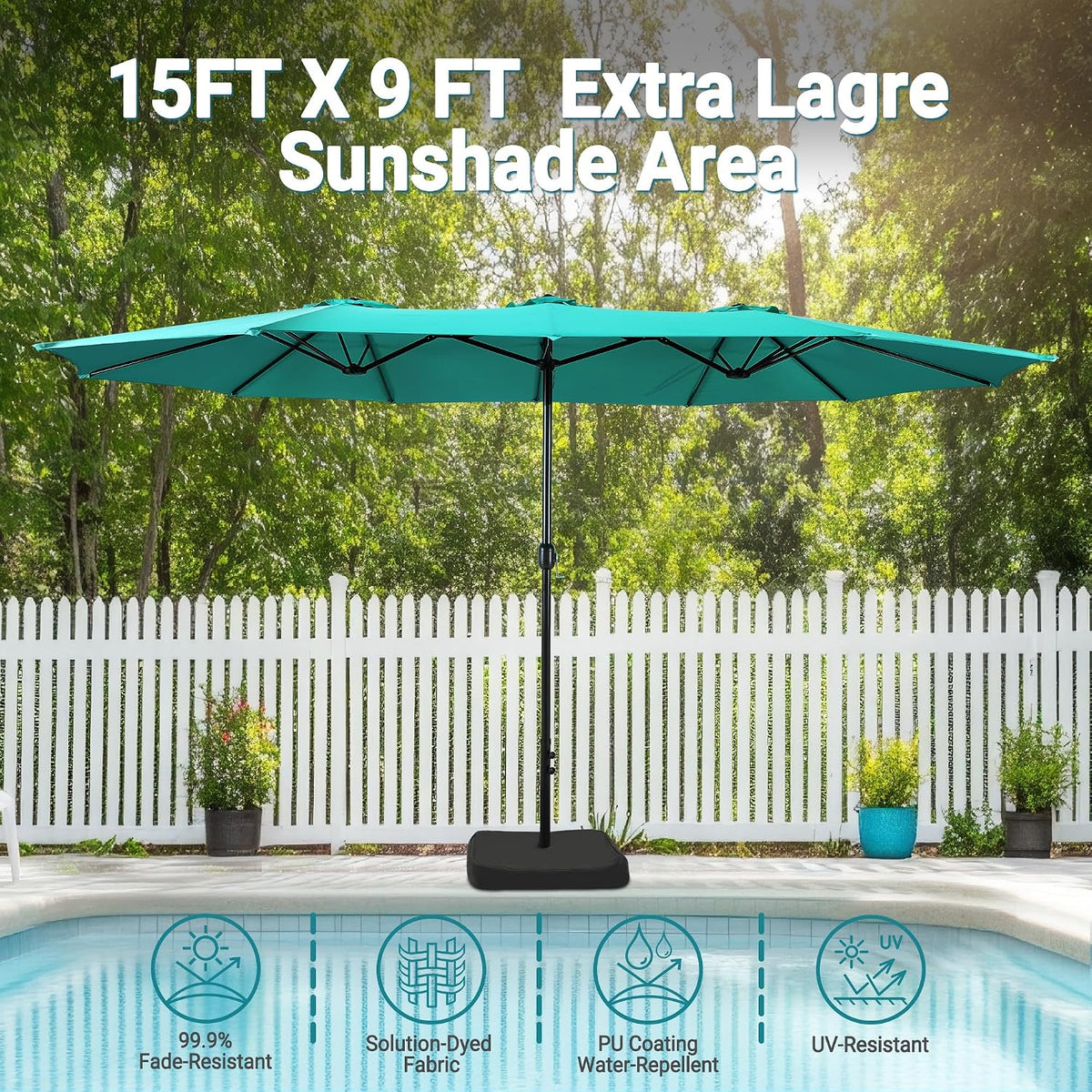 15ft Large Outdoor Patio Umbrella with Base Included