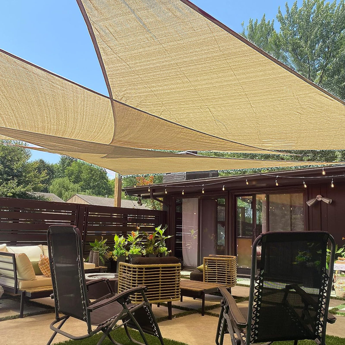 LOVE STORY 16' x 16' x 16' Triangle Sun Shade Sail for Patio, Terra Red
