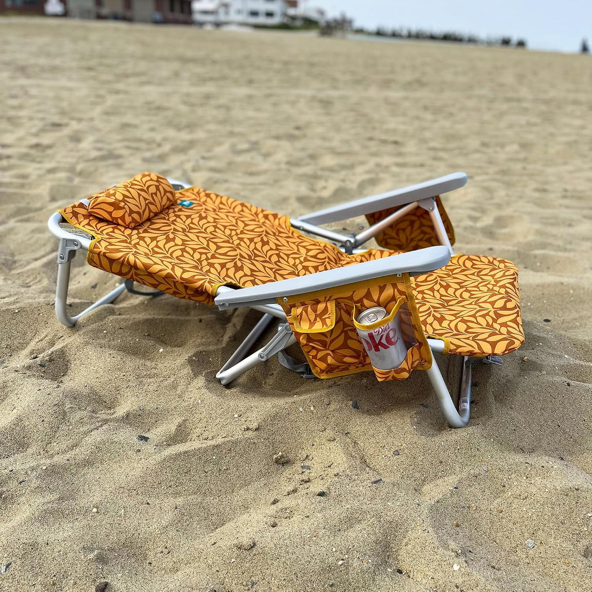 Bliss Hammocks Folding Backpack Beach Chair Recliner, Amber Leaf