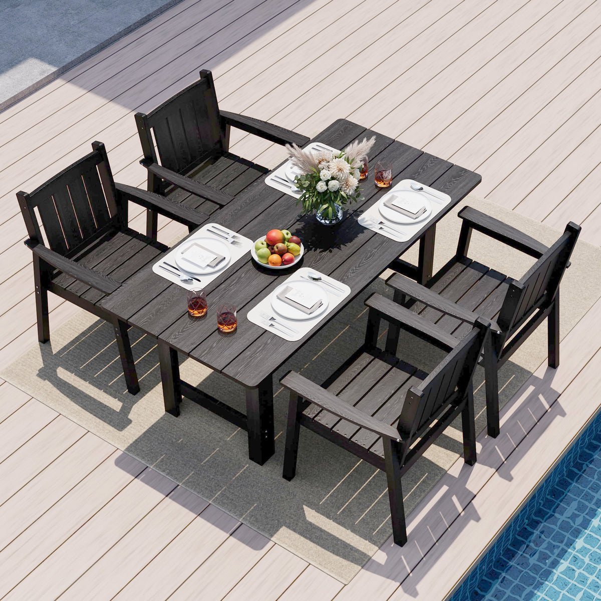 Pamapic Patio Dining Table Set, 5-Piece Outdoor Dining Set for 4, Grey