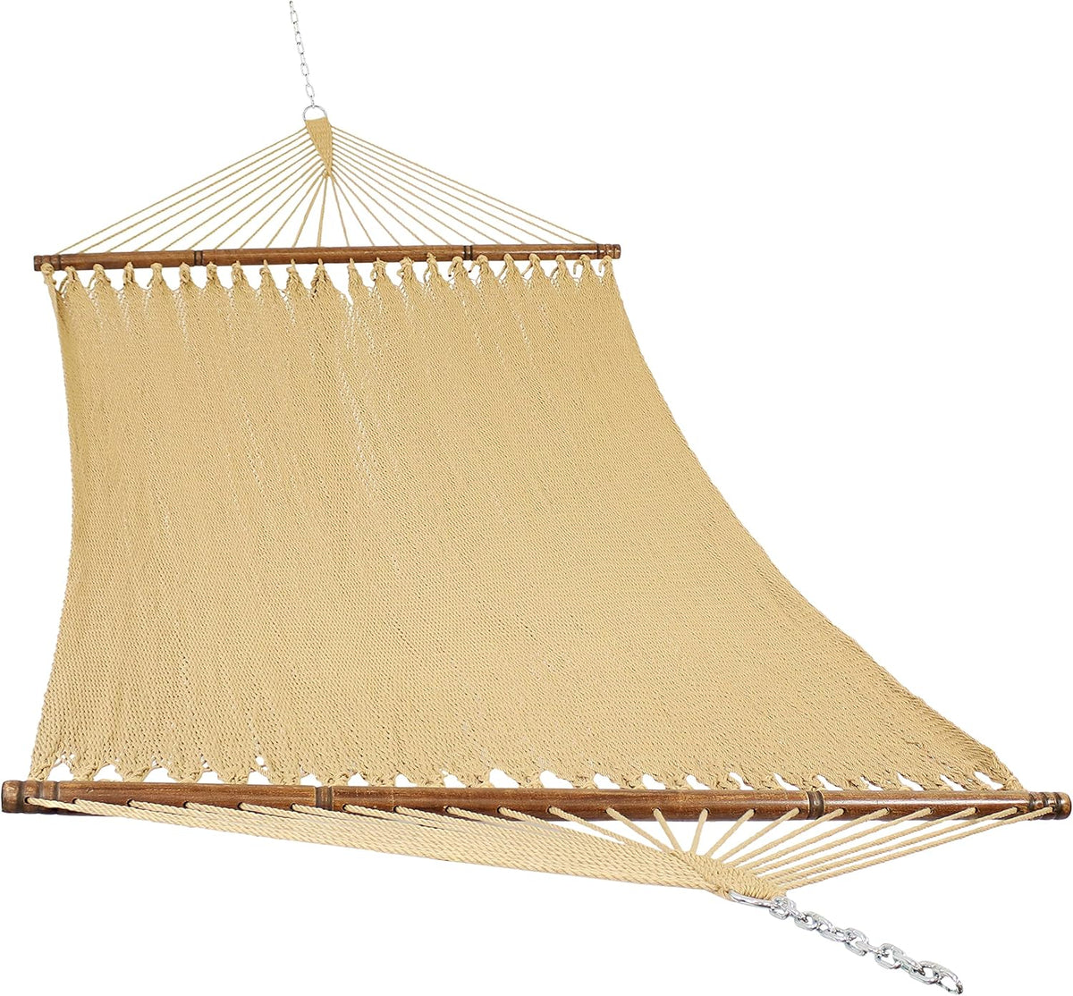 Sunnydaze 75" x 55" Bed, Heavy-Duty Double Rope Hammock for Outside, Tan