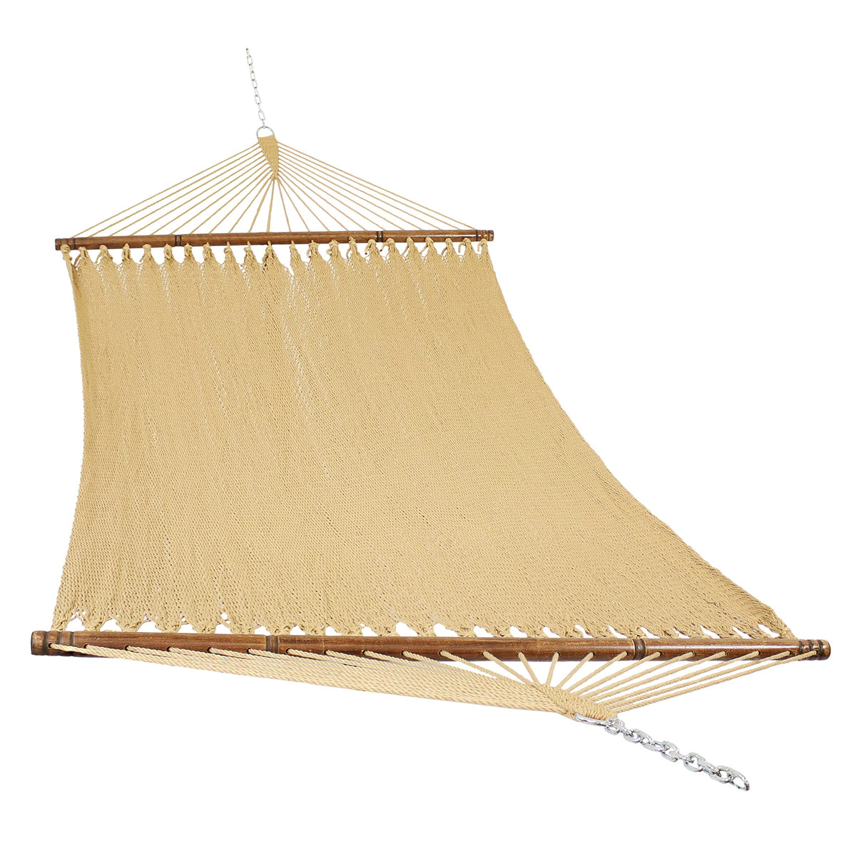 Sunnydaze 75" x 55" Bed, Heavy-Duty Double Rope Hammock for Outside, Tan