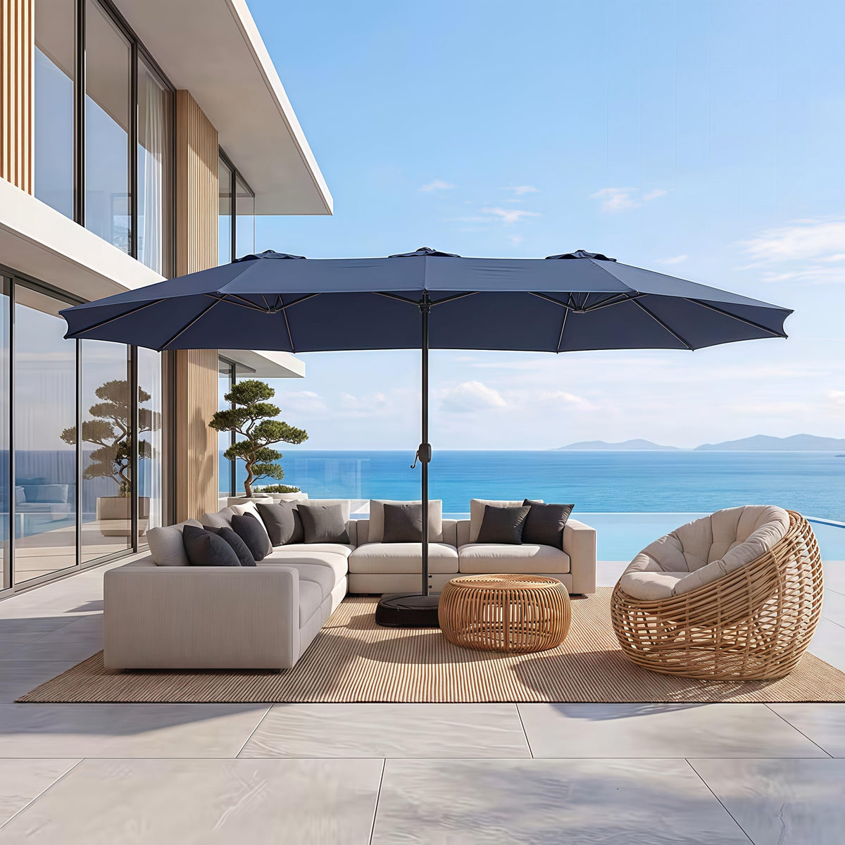 15ft Large Outdoor Patio Umbrella with Base Included