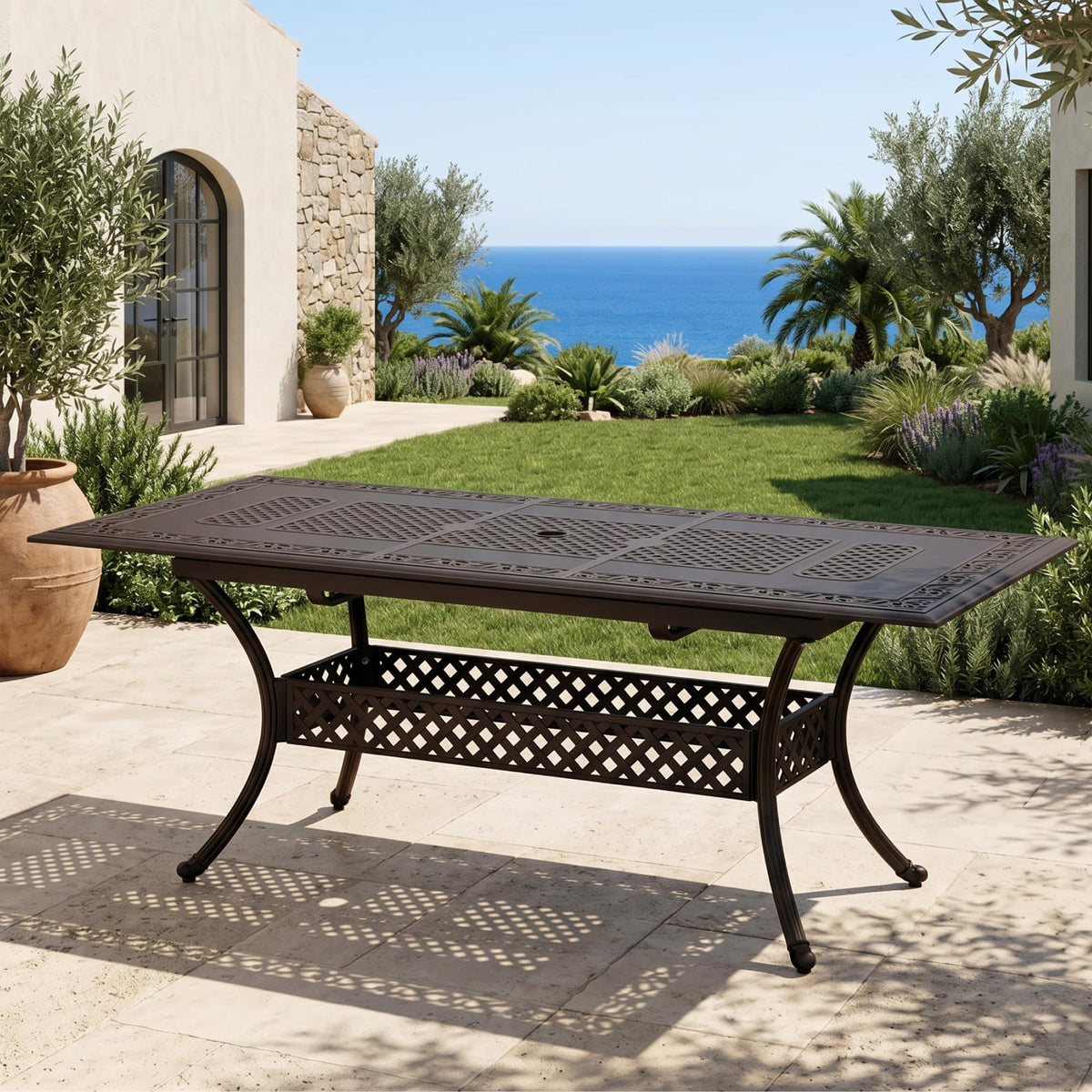 Sophia & William 2.2" Round Patio Dining Table Aluminum Umbrella Hole